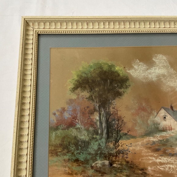 Vintage Matted & Framed Pastoral Landscape Scene - Picture 4 of 12